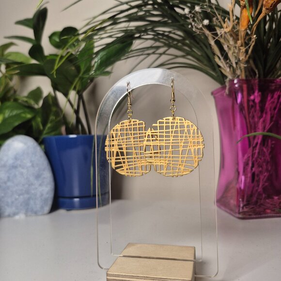 Upcycled Gold Abstract Hoops with 18K Gold Findings - Picture 6 of 6